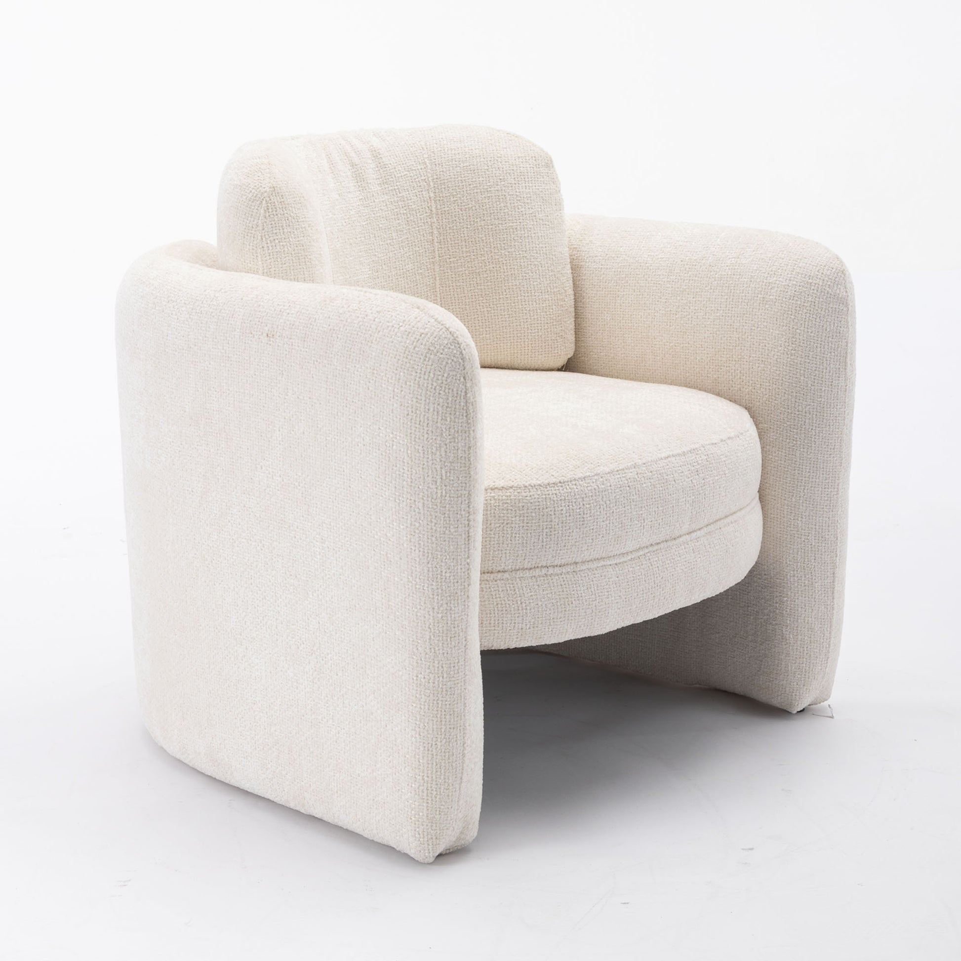 Mid Century Modern Barrel Accent Chair Armchair For Living Room, Bedroom, Guest Room,Office, Ivory Ivory Upholstered