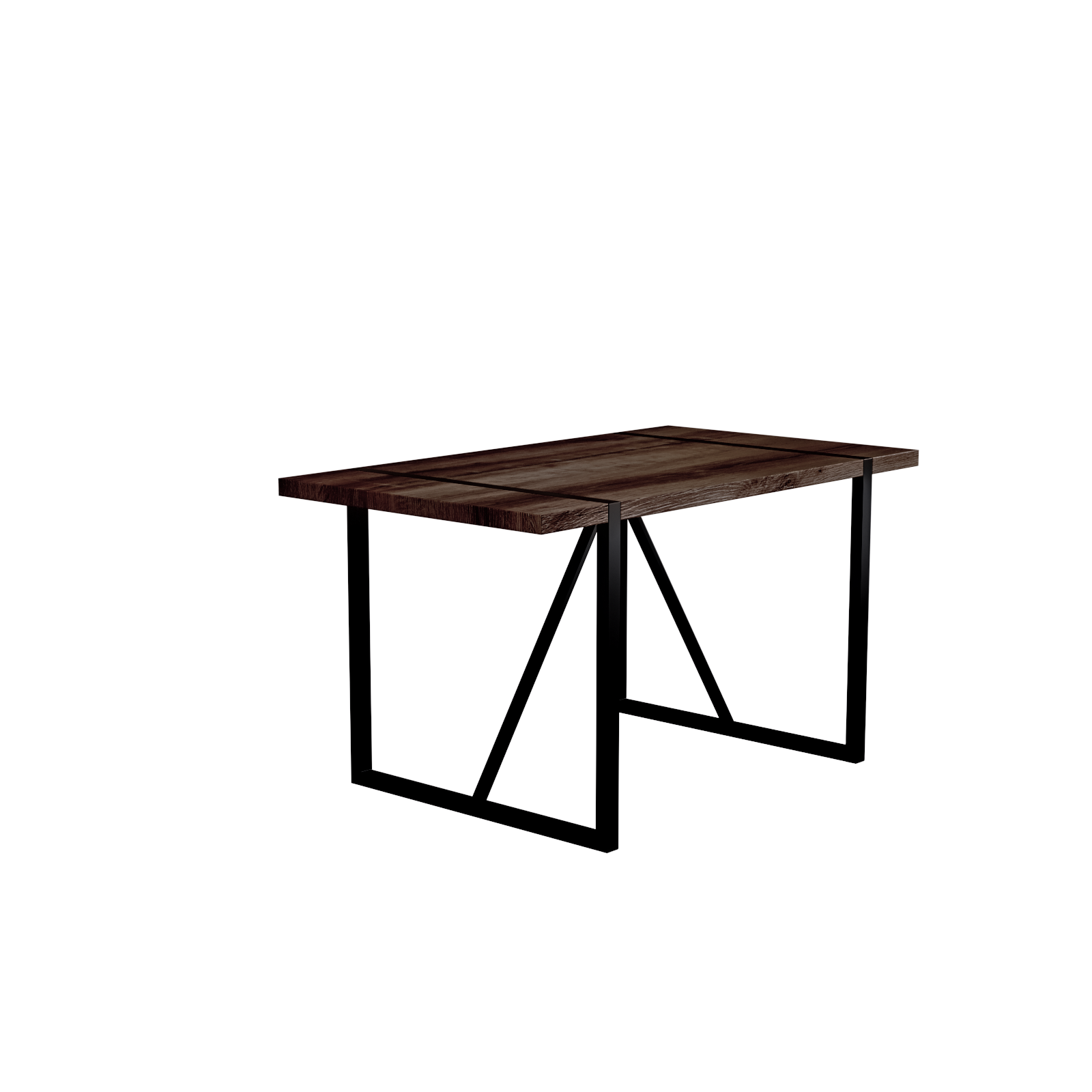 55"Rustic Industrial Rectangular Mdf Walnut Color Dining Table For 4 6 Person, With 1.5" Thick Engineered Wood Tabletop And Black Metal Legs, For Writing Deskkitchen Terrace Dining Living Room Walnut Kitchen Mdf