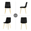 Modern Simple Light Luxury Dining Black Chair Home Bedroom Stool Back Dressing Chair Student Desk Chair Gold Metal Legs Set Of 4 Black Metal