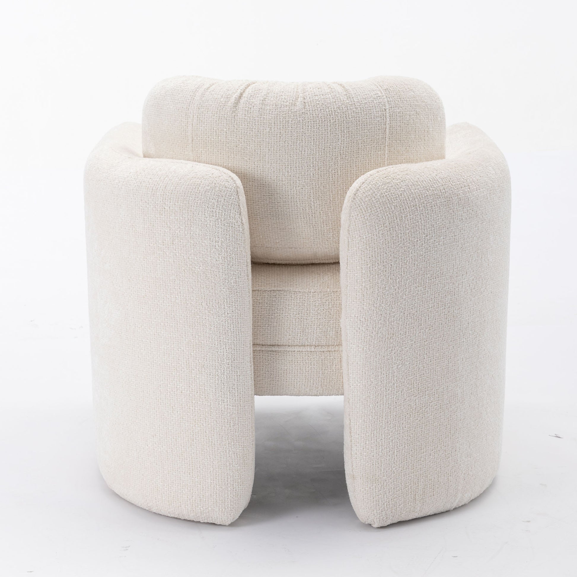 Mid Century Modern Barrel Accent Chair Armchair For Living Room, Bedroom, Guest Room,Office, Ivory Ivory Upholstered