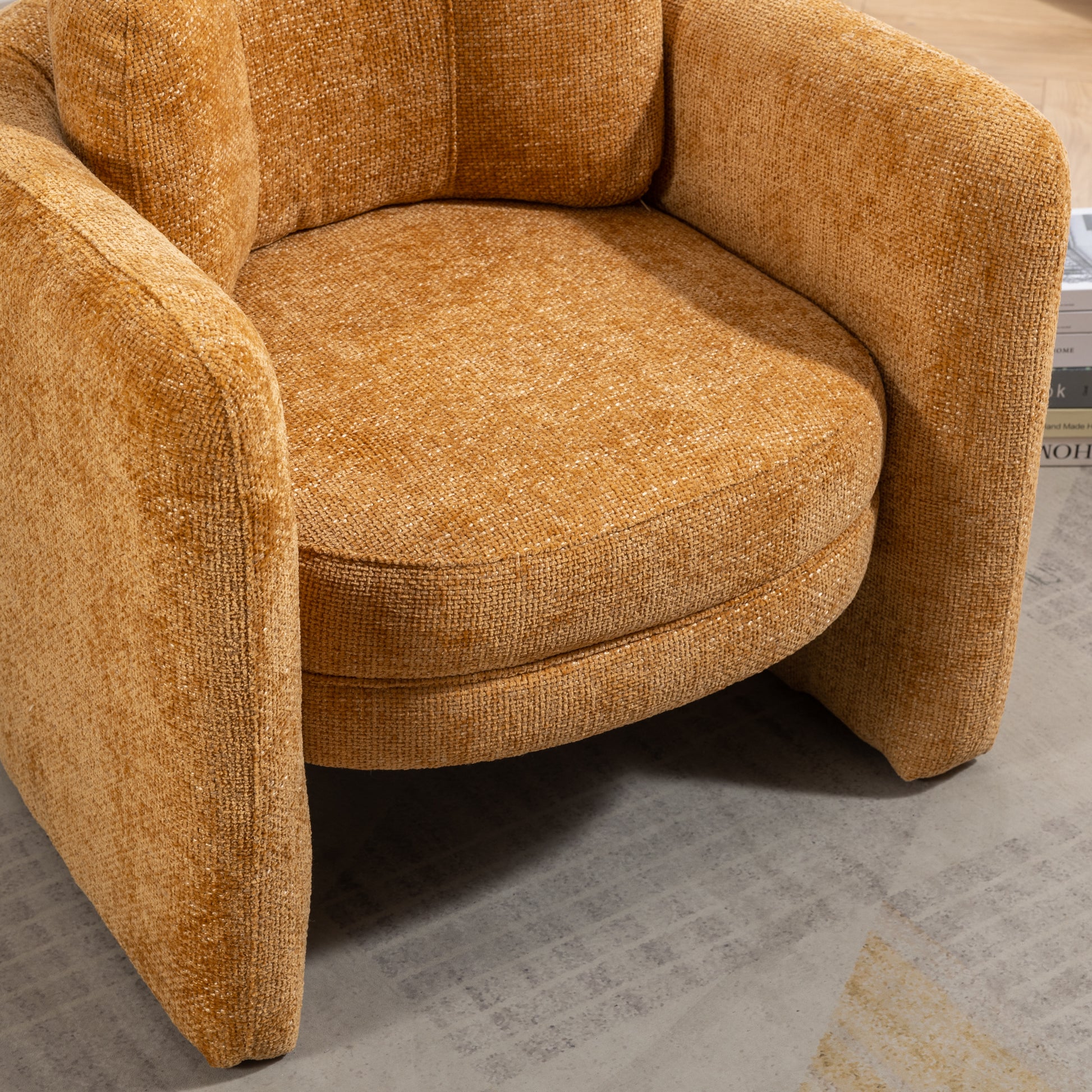 Mid Century Modern Barrel Accent Chair Armchair For Living Room, Bedroom, Guest Room,Office, Pumpkin Orange Pumpkin Orange Upholstered