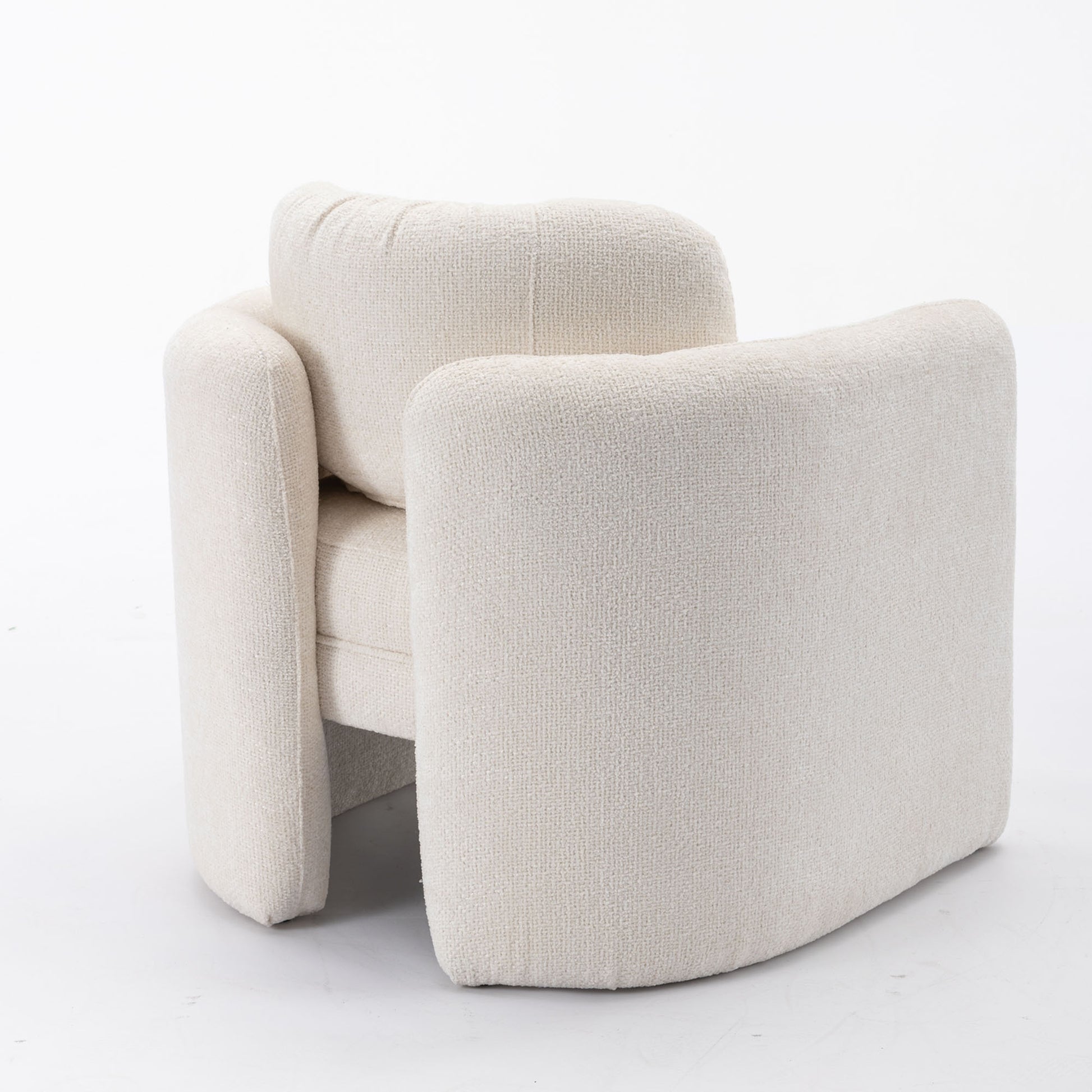 Mid Century Modern Barrel Accent Chair Armchair For Living Room, Bedroom, Guest Room,Office, Ivory Ivory Upholstered