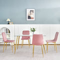 Modern Simple Light Luxury Dining Pink Chair Home Bedroom Stool Back Dressing Chair Student Desk Chair Gold Metal Legs Set Of 4 Pink Metal