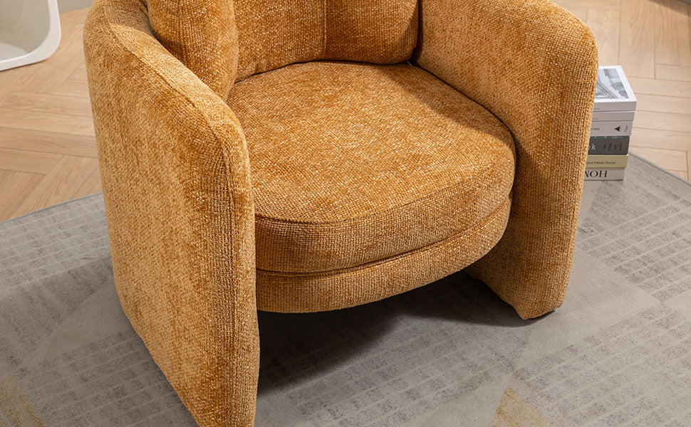 Mid Century Modern Barrel Accent Chair Armchair For Living Room, Bedroom, Guest Room,Office, Pumpkin Orange Pumpkin Orange Upholstered