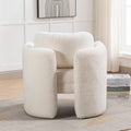 Mid Century Modern Barrel Accent Chair Armchair For Living Room, Bedroom, Guest Room,Office, Ivory Ivory Upholstered