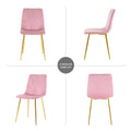 Modern Simple Light Luxury Dining Pink Chair Home Bedroom Stool Back Dressing Chair Student Desk Chair Gold Metal Legs Set Of 4 Pink Metal