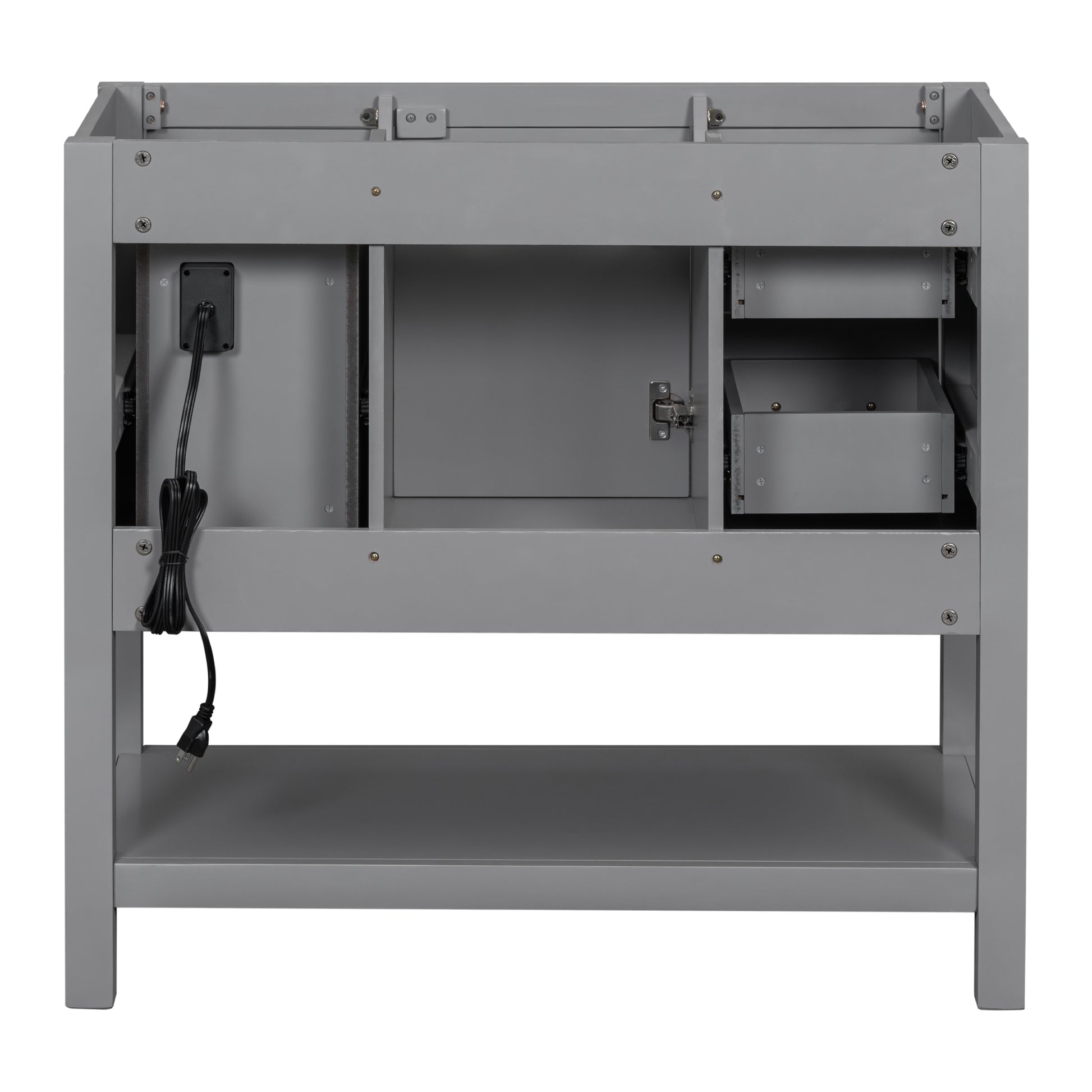 Cabinet Only 36" Gray Modern Bathroom Vanity With Usb Sink Not Included Gray Solid Wood Mdf Resin