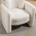 Mid Century Modern Barrel Accent Chair Armchair For Living Room, Bedroom, Guest Room,Office, Ivory Ivory Upholstered