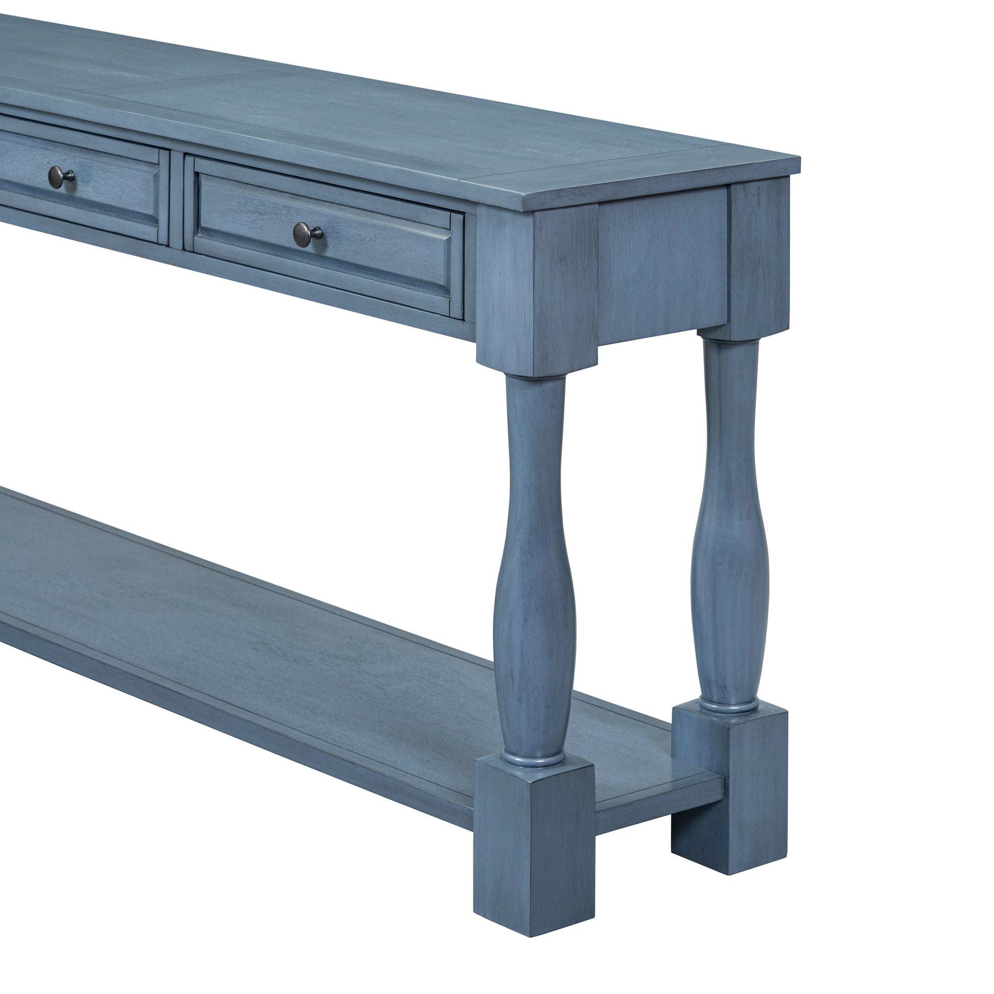 Console Table 63" Long Console Table With Drawers And Shelf For Entryway, Hallway, Living Room Navy, Old Sku: Wf299371Aam Navy Solid Wood