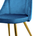 Modern Simple Light Luxury High Sense Dining Chair Home Bedroom Stool Back Dressing Chair Student Desk Chair Metal Legs Set Of 4 Metal Blue Velvet