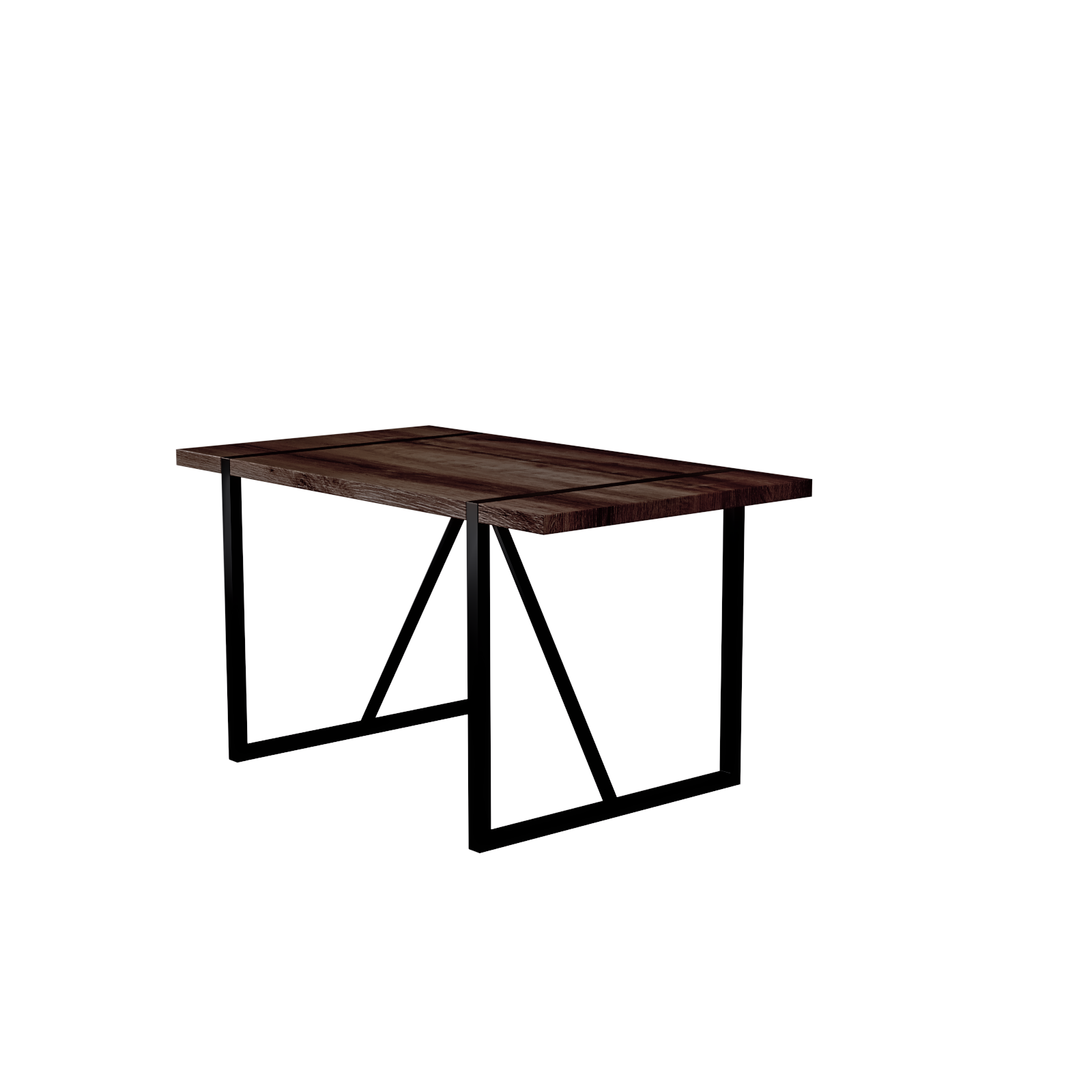 55"Rustic Industrial Rectangular Mdf Walnut Color Dining Table For 4 6 Person, With 1.5" Thick Engineered Wood Tabletop And Black Metal Legs, For Writing Deskkitchen Terrace Dining Living Room Walnut Kitchen Mdf