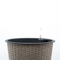 13 In.Gray Wicker Self Watering Planter Gray Plastic Rattan