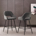 Bar Stools Set Of 2 Velvet Gray Breakfast Dining