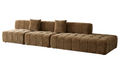 Wks3 Piano Key Combination Sofa, 2 Single Seats Plus 1 Luxury Cloth Sofa, Brown Brown Fabric