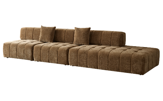 Wks3 Piano Key Combination Sofa, 2 Single Seats Plus 1 Luxury Cloth Sofa, Brown Brown Fabric