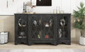 Retro Sideboard Glass Door with Curved Line black-mdf