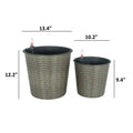 2 Pack Self Watering Wicker Decor Planter For Indoor And Outdoor Round Grey Gray Plastic Rattan