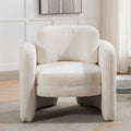 Mid Century Modern Barrel Accent Chair Armchair For Living Room, Bedroom, Guest Room,Office, Ivory Ivory Upholstered