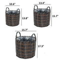 Set Of 3 Multi Purposes Basket With Handler Hand Woven Wicker Espresso Espresso Plastic