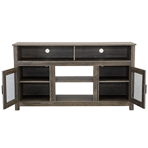 Modern Farmhouse Tv Stand With Electric Fireplace, Fit Up To 65" Flat Screen Tv With Storage Cabinet And Adjustable Shelves Industrial Entertainment Center For Living Room, Grey Grey Mdf