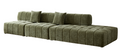 Wks3 Piano Key Combination Sofa, 2 Single Seats Plus 1 Luxury Cloth Sofa, Green Green Fabric 4 Seat