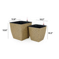 2 Pack Self Watering Planter Hand Woven Wicker Thin Square Natural Natural Plastic Rattan