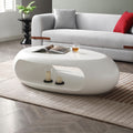 47.24'' Modern Oval Coffee Table, Sturdy Fiberglass Center Cocktail Table Tea Table For Living Room, White, No Need Assembly White Fiberglass