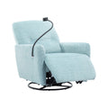 270 Degree Swivel Electric Recliner Home Theater Seating Single Reclining Sofa Rocking Motion Recliner With A Phone Holder For Living Room, Blue Blue Foam Polyester