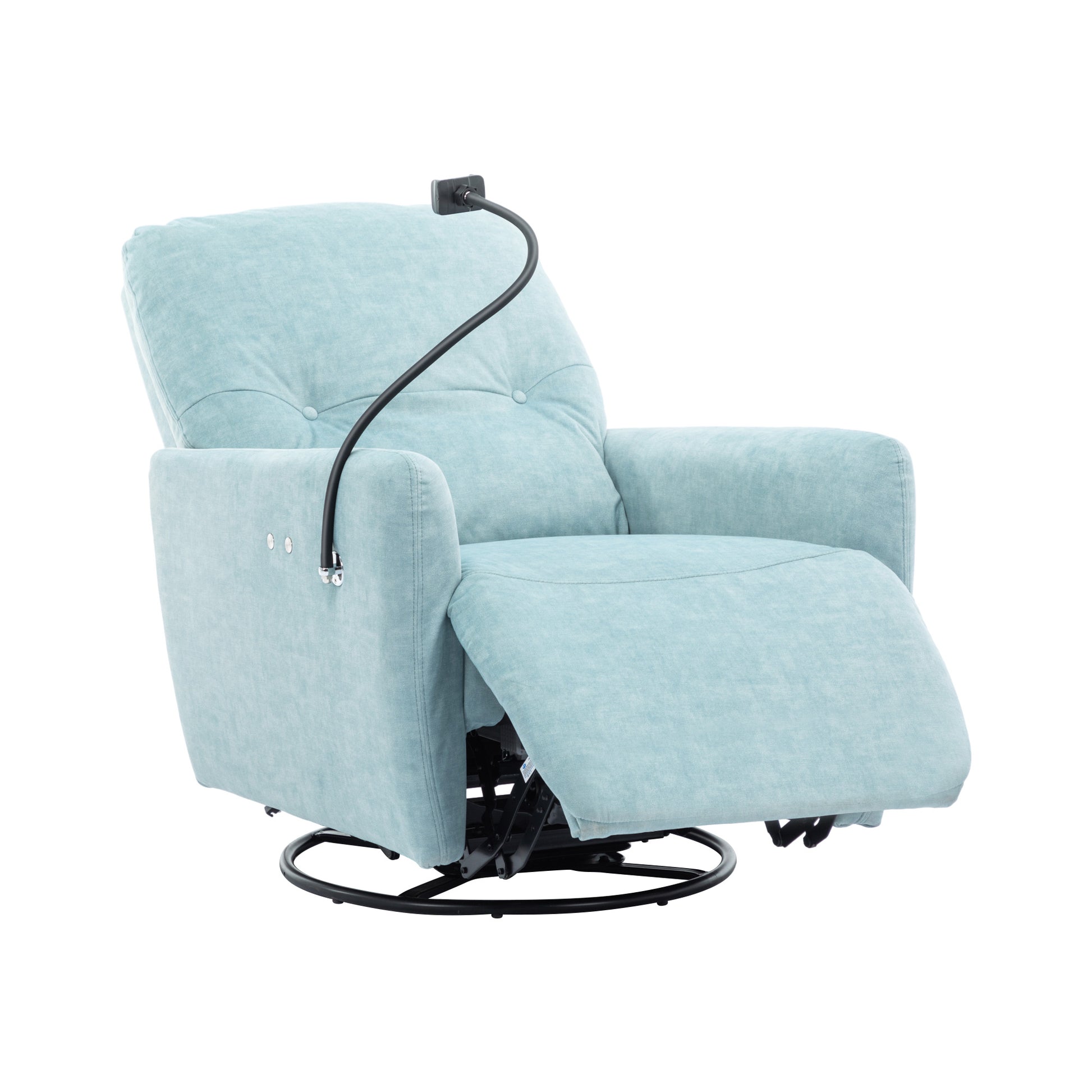 270 Degree Swivel Electric Recliner Home Theater Seating Single Reclining Sofa Rocking Motion Recliner With A Phone Holder For Living Room, Blue Blue Foam Polyester