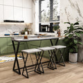 Modern Design Kitchen Dining Table, Pub Table With X Shaped Table Legs, Long Dining Table Set With 3 Stools, Easy Assemble, Gray Gray Mdf Metal