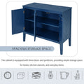 Accent Storage Cabinet Wooden Cabinet With Adjustable Shelf, Antique Gray, Entryway, Living Room, Study Room Navy Blue Mdf