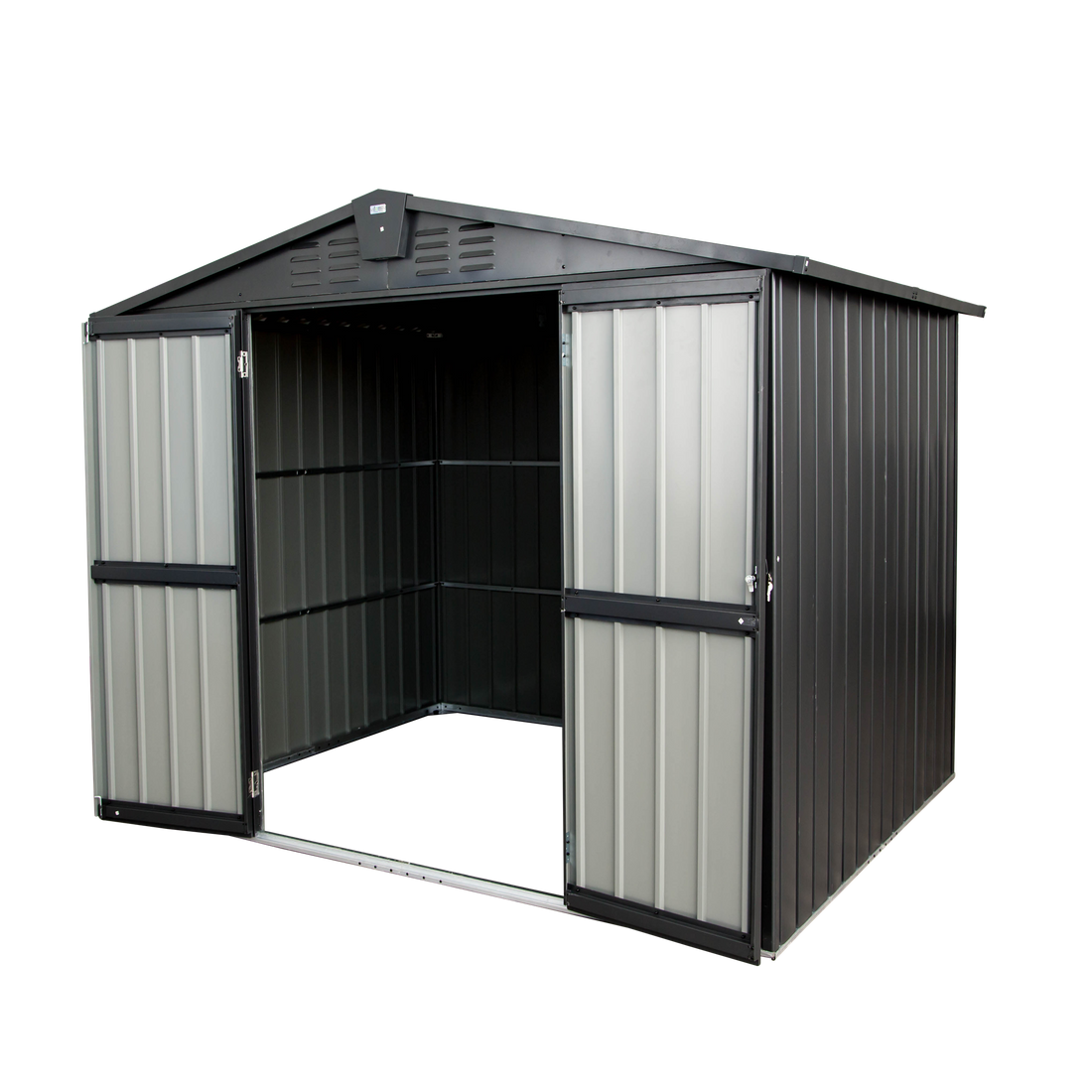 Outdoor Storage Shed 8.2'X 6.2', Metal Garden Shed For Bike, Trash Can, Galvanized Steel Outdoor Storage Cabinet With Lockable Door For Backyard, Patio, Lawn 8.2X6.2Ft, Black Black Metal