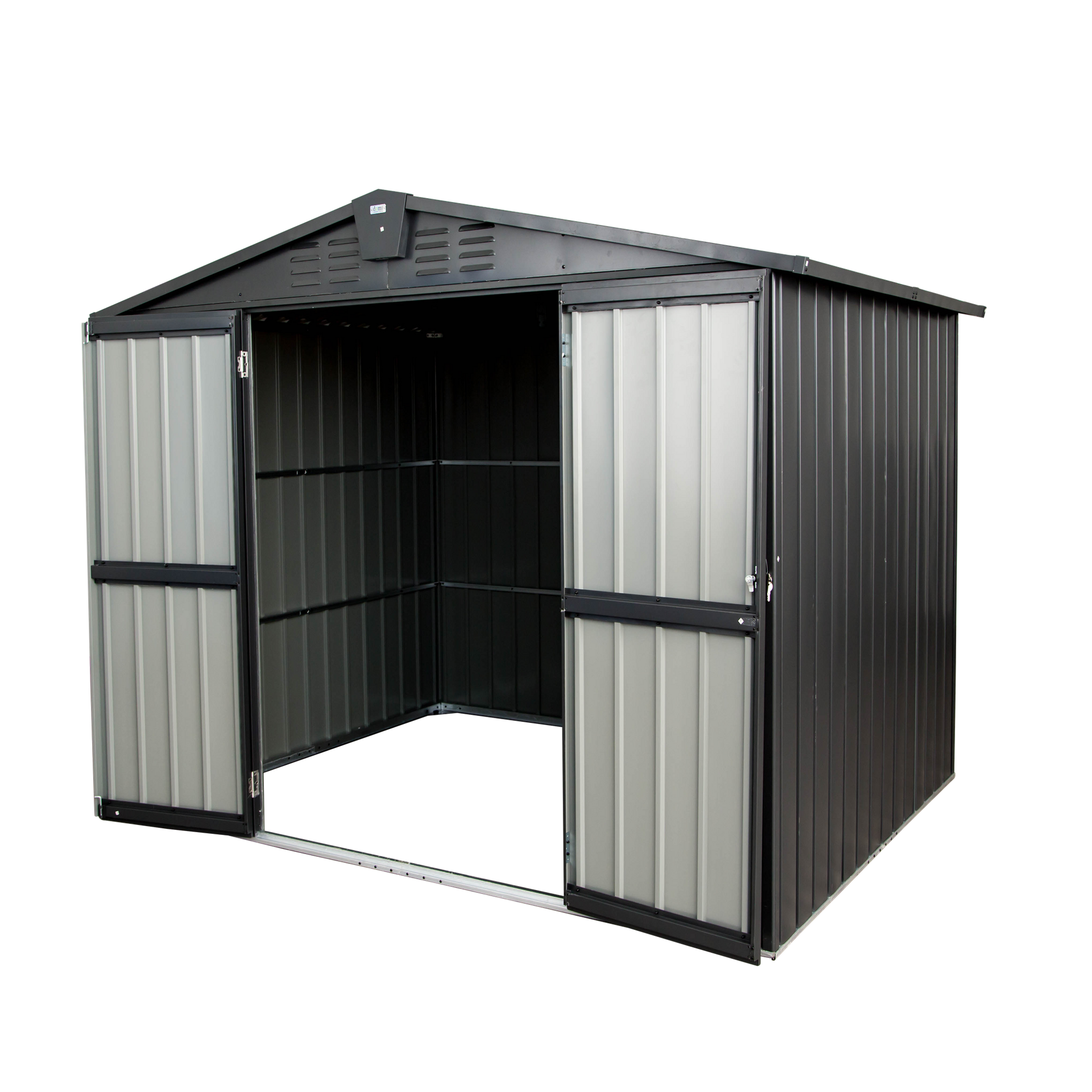 Outdoor Storage Shed 8.2'X 6.2', Metal Garden Shed For Bike, Trash Can, Galvanized Steel Outdoor Storage Cabinet With Lockable Door For Backyard, Patio, Lawn 8.2X6.2Ft, Black Black Metal