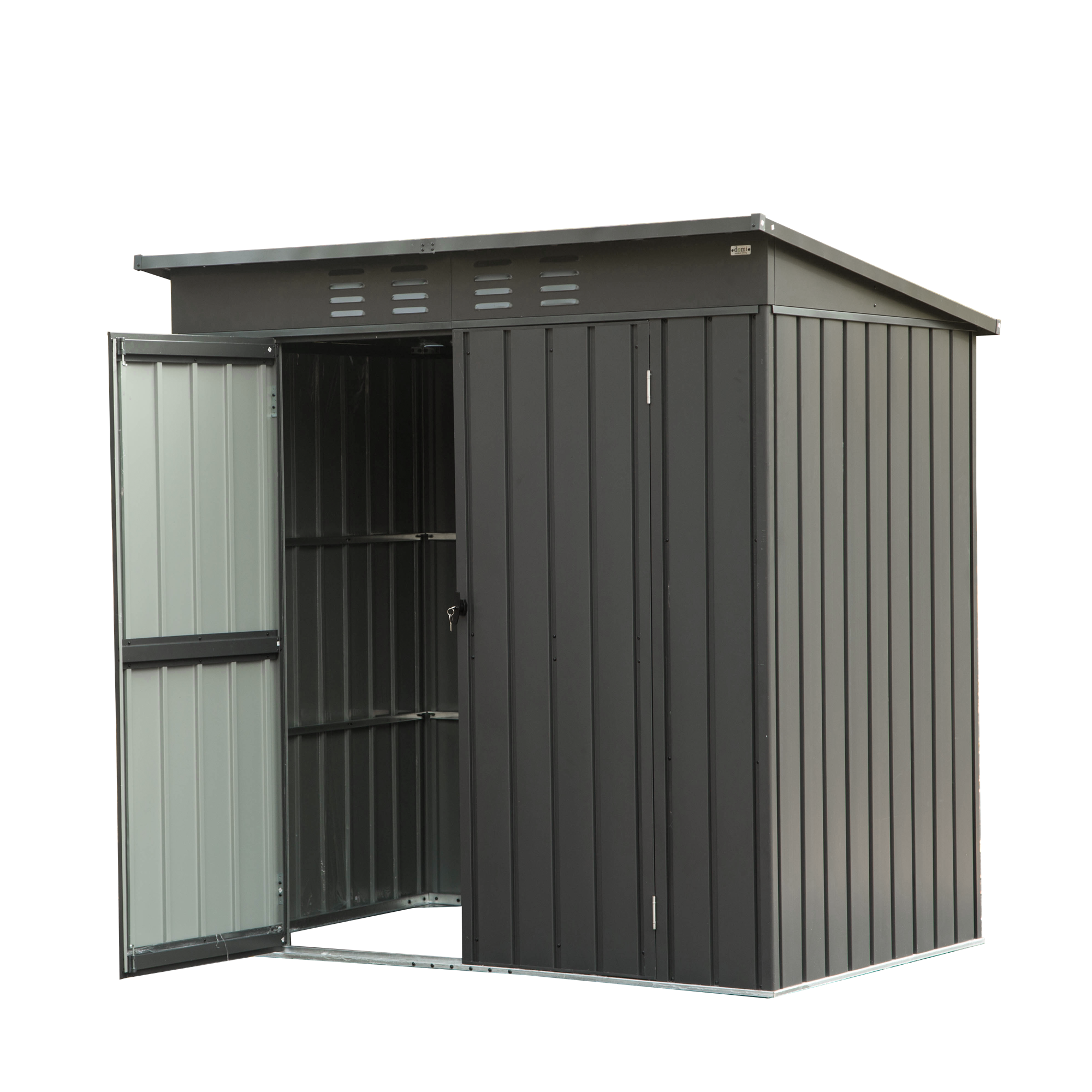 Backyard Storage Shed With Sloping Roof Galvanized Steel Frame Outdoor Garden Shed Metal Utility Tool Storage Room With Latches And Lockable Door 6X4Ft, Black Black Metal