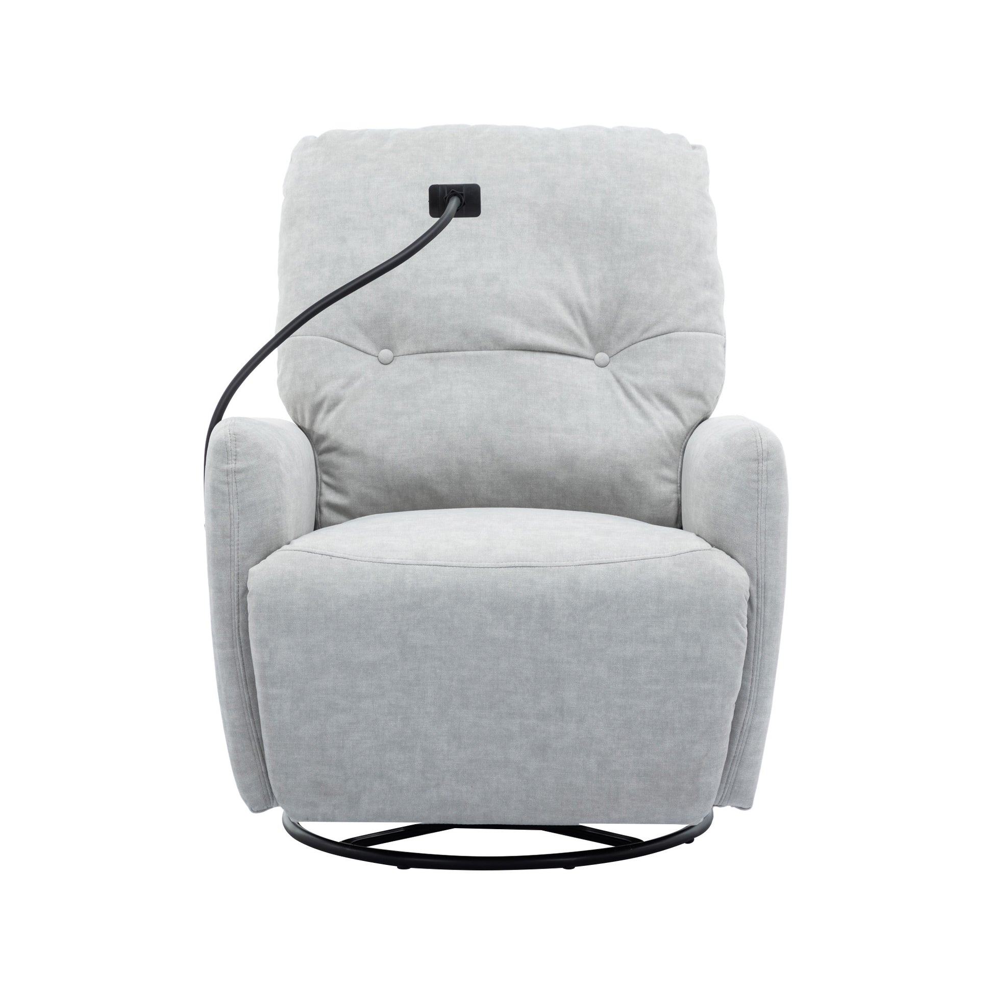 270 Degree Swivel Electric Recliner Home Theater Seating Single Reclining Sofa Rocking Motion Recliner With A Phone Holder For Living Room, Grey Grey Foam Polyester