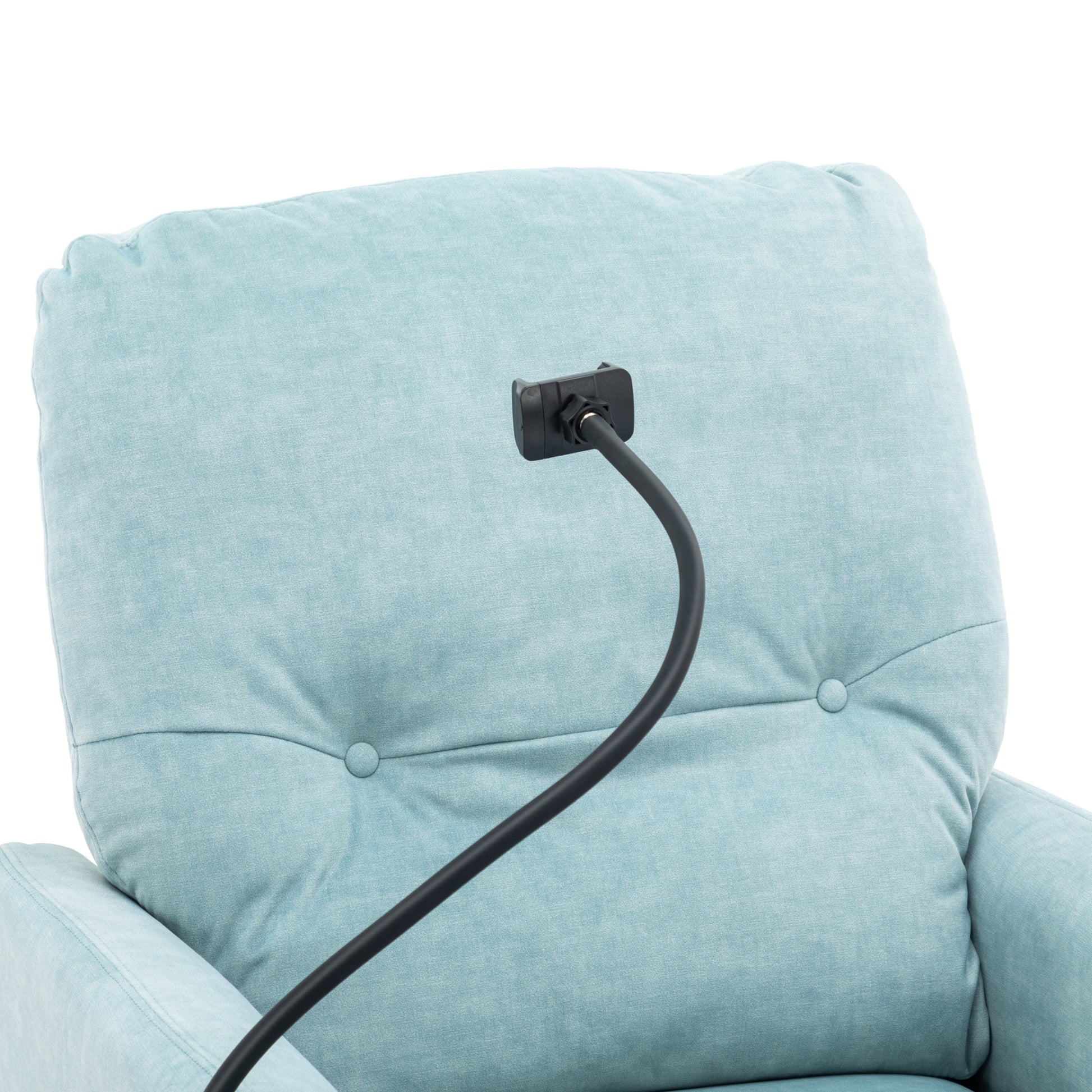 270 Degree Swivel Electric Recliner Home Theater Seating Single Reclining Sofa Rocking Motion Recliner With A Phone Holder For Living Room, Blue Blue Foam Polyester