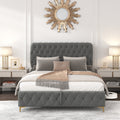 Queen Platform Bed Frame With Pneumatic Hydraulic Function, Velvet Upholstered Bed With Deep Tufted Buttons, Lift Up Storage Bed With Hidden Underbed Oversized Storage, Gray Queen Grey Velvet