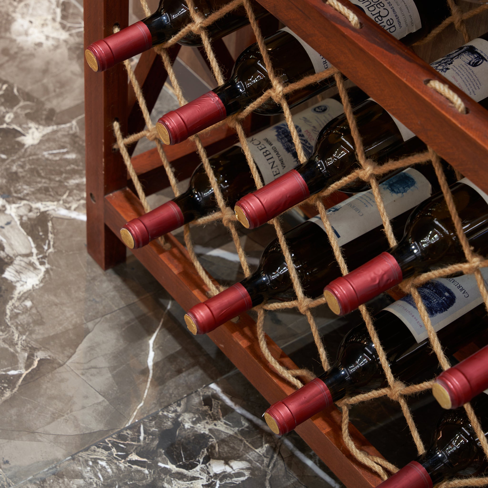 32 Bottles Freestanding wine rack,Wine Storage Rack walnut-pine