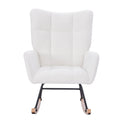 Teddy Upholstered Nursery Rocking Chair For Living Room Bedroom White Teddy White Foam Metal