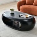 53.93'' Modern Oval Coffee Table, Sturdy Fiberglass Center Cocktail Table Tea Table For Living Room, Black, No Need Assembly Matt Black Fiberglass