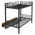 Metal Bunk Bed With Drawers, Twin, Black Twin Black Mdf Metal