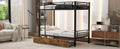 Metal Bunk Bed With Drawers, Twin, Black Twin Black Mdf Metal