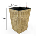 2 Pack Smart Self Watering Square Planter For Indoor And Outdoor Hand Woven Wicker Brown Brown Plastic Rattan