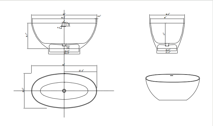 1400Mm Free Standing Artificial Stone Solid Surface Bathtub White Oval Bathroom Freestanding Tubs Matte Less Than 59 In Classic,Luxury,Modern Soaking Center Solid Surface Solid Surface