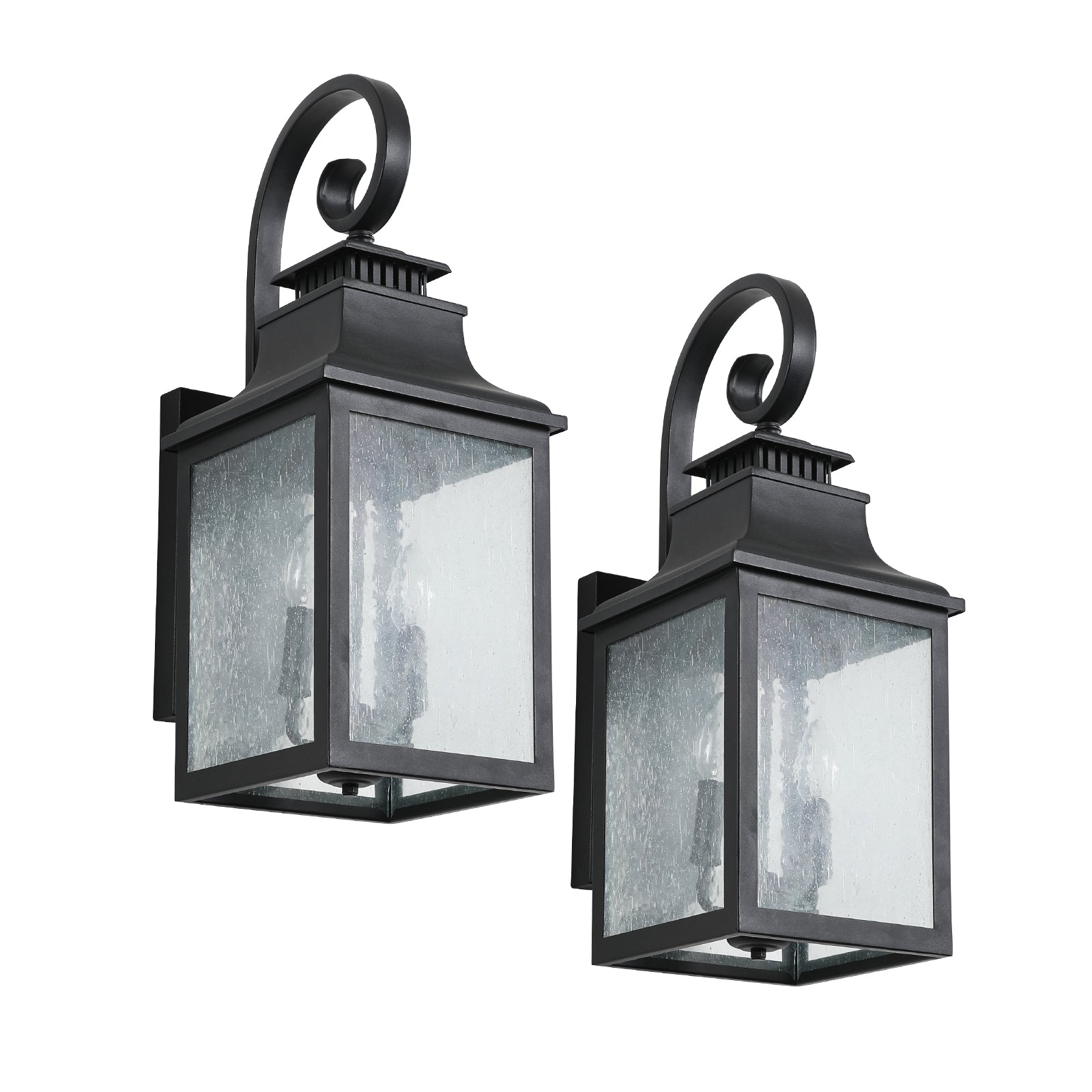 Large Outdoor Wall Lamps With Glass Supports Multiple Types Of Light Bulbs 2Pack Black Traditional Acrylic