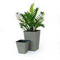 2 Pack Smart Self Watering Square Planter For Indoor And Outdoor Hand Woven Wicker Gray Gray Plastic Rattan