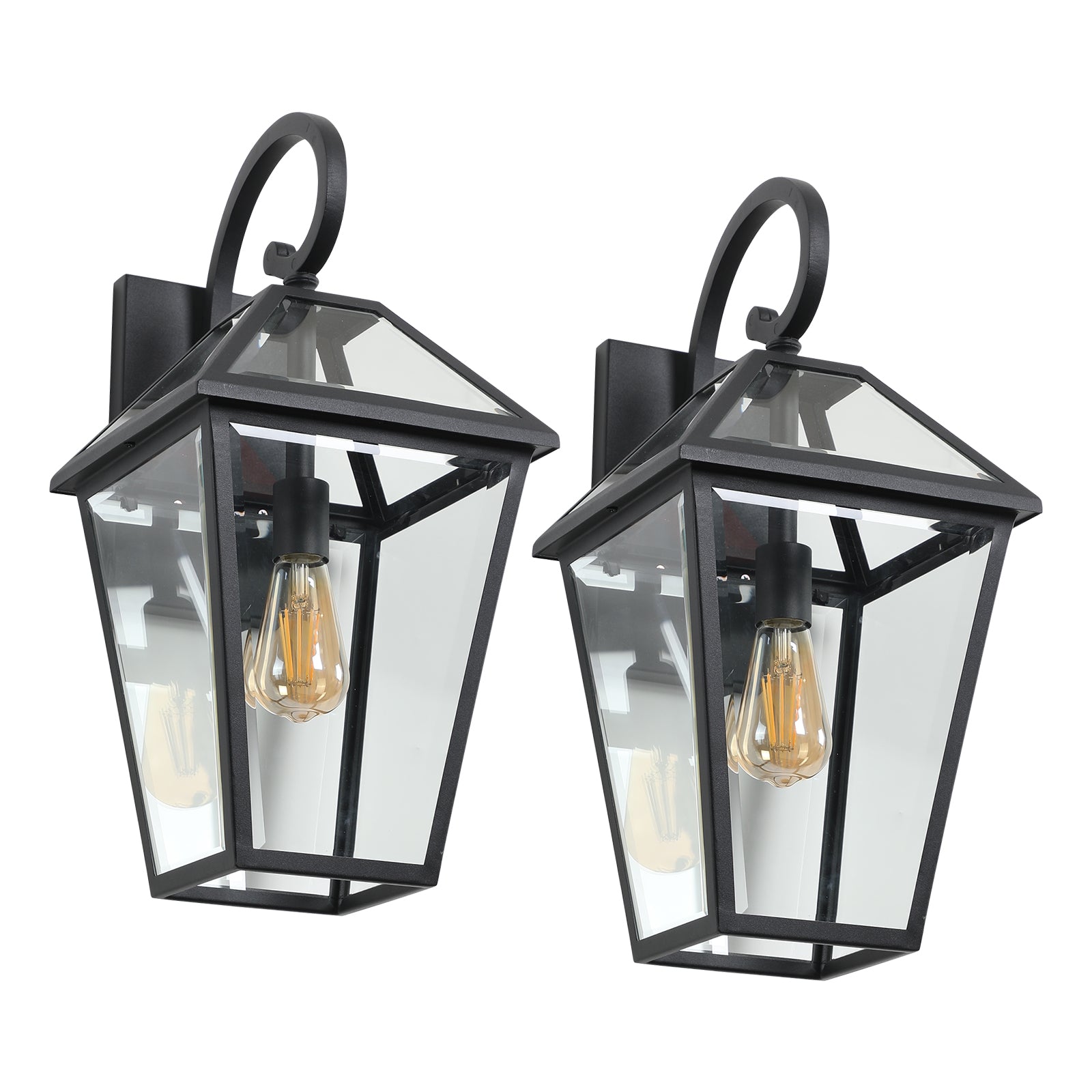 Modern Outdoor Waterproof Wall Lamp 2pack black-traditional-glass