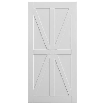 28" X 84" Star Style Real Primed Door Slab, Diy Panel Door, Modern Interior Barn Door, Moisture Proof, Anti Deformation, Pre Drilled Ready To Assemble, Suitable For Pre Hung And Barn Door White Mdf