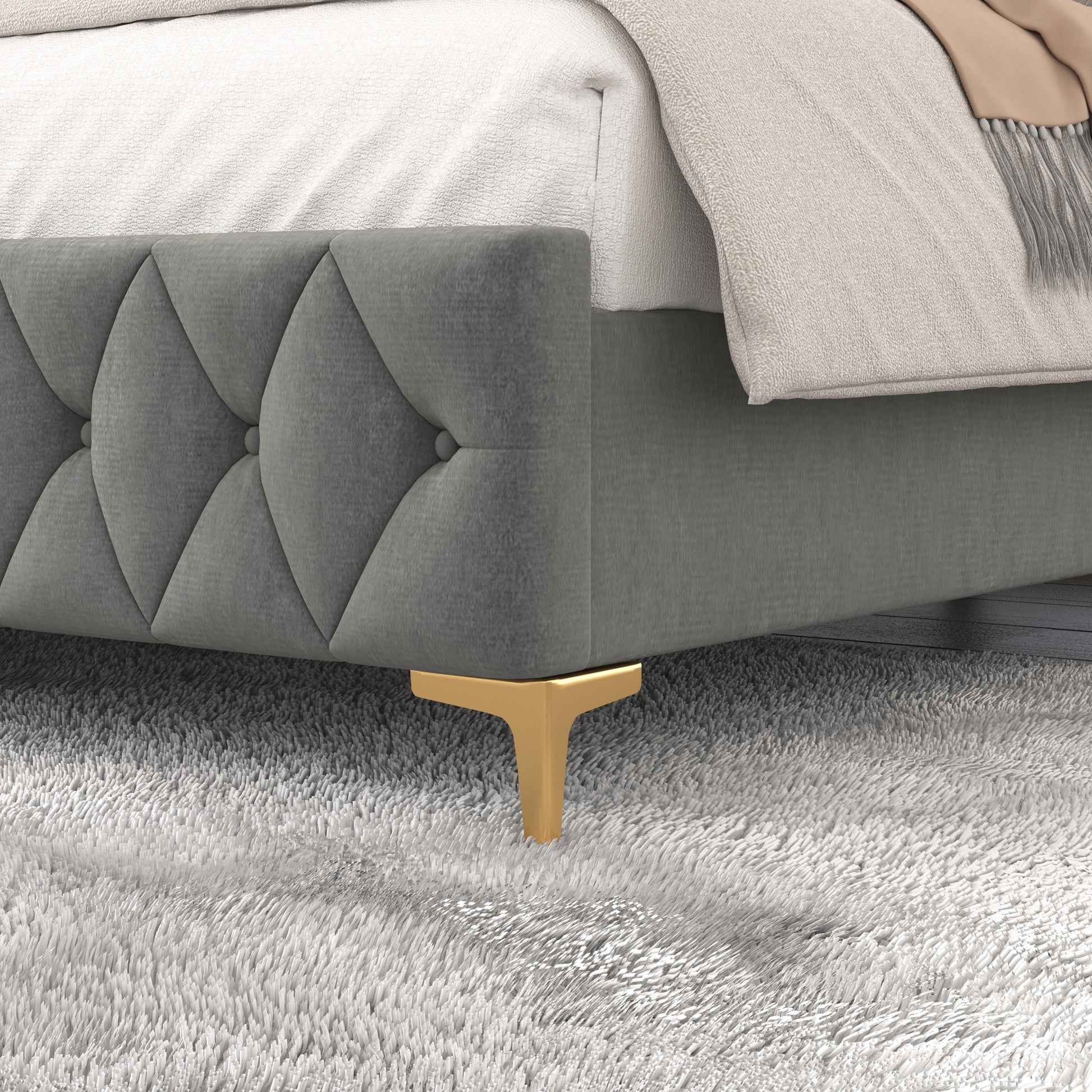 Queen Platform Bed Frame With Pneumatic Hydraulic Function, Velvet Upholstered Bed With Deep Tufted Buttons, Lift Up Storage Bed With Hidden Underbed Oversized Storage, Gray Queen Grey Velvet