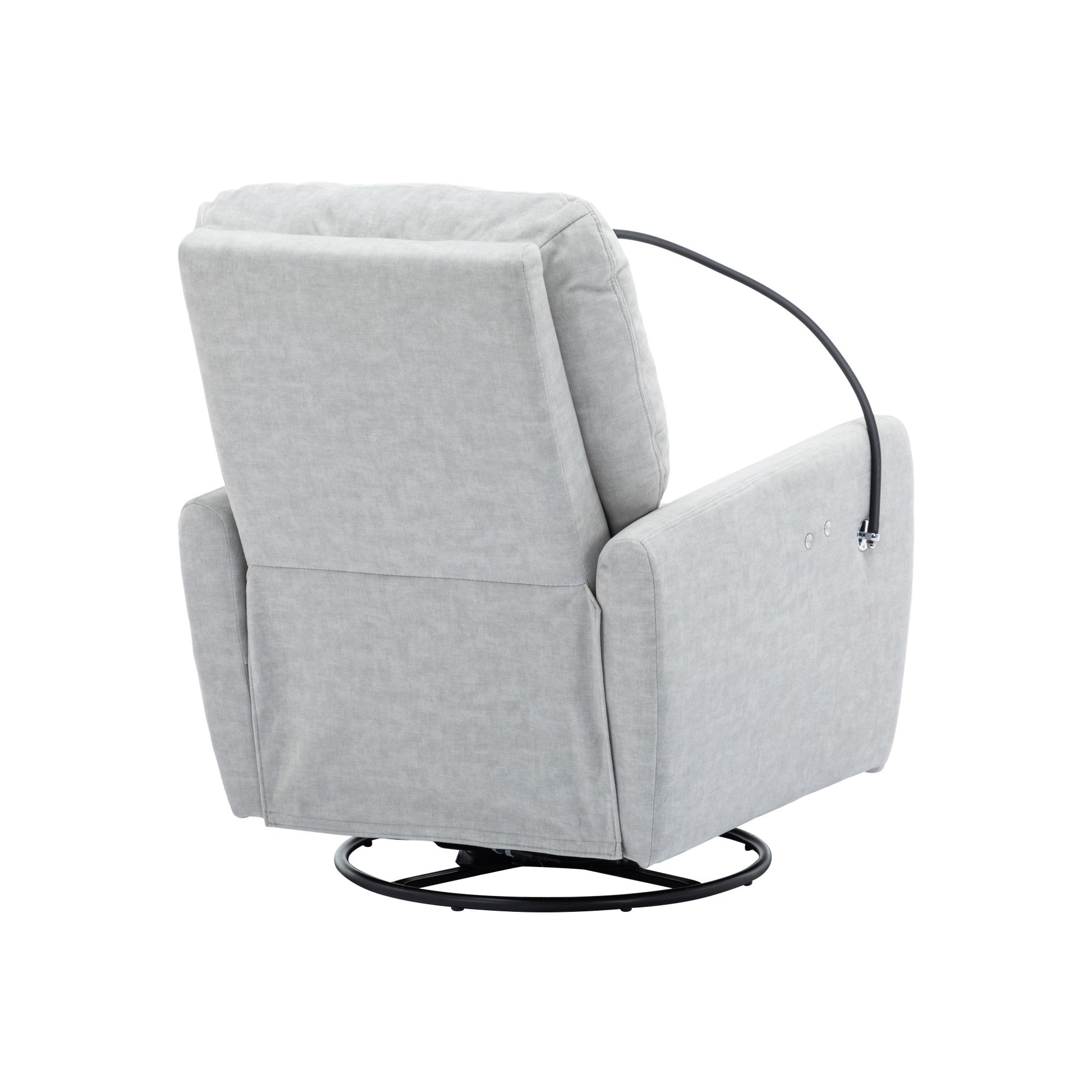 270 Degree Swivel Electric Recliner Home Theater Seating Single Reclining Sofa Rocking Motion Recliner With A Phone Holder For Living Room, Grey Grey Foam Polyester